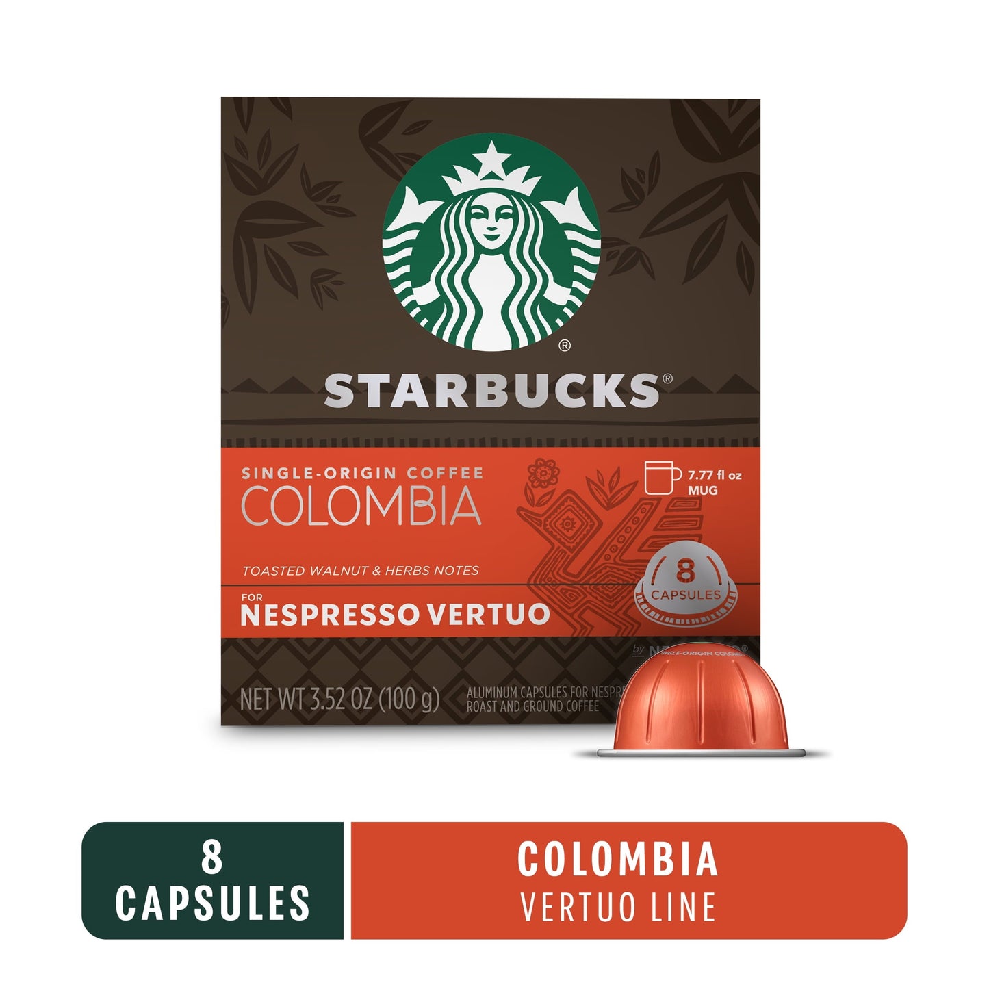 Starbucks by Nespresso Vertuo, Single-Origin Colombia, Medium Roast Nespresso Pods, 8 Ct