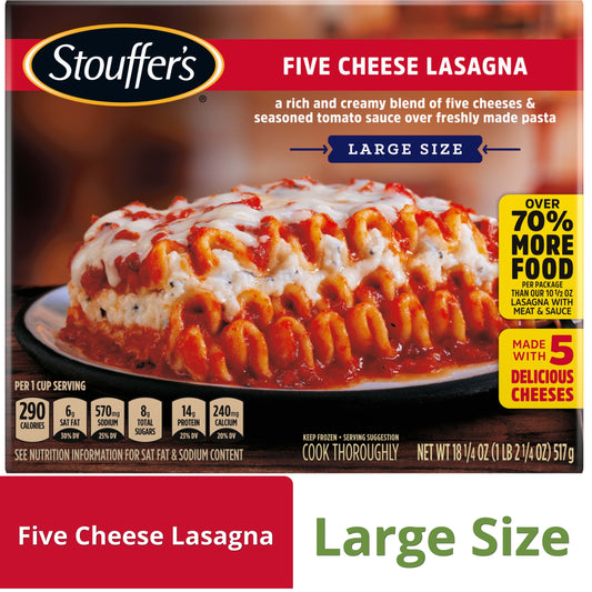 Stouffer's Cheese Lovers Lasagna Large Size Meal, 18.25 oz (Frozen)