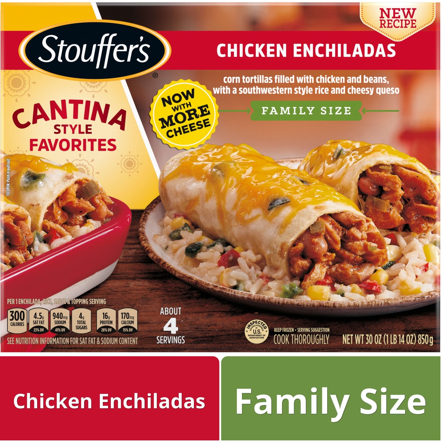 Stouffer's Chicken Enchiladas Family Size Frozen Meal, 30 oz (Frozen)