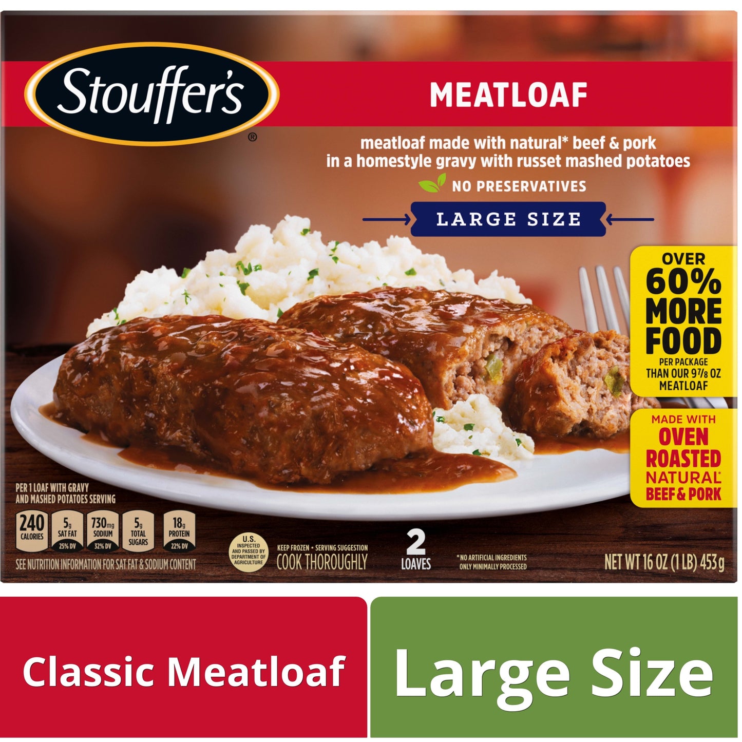 Stouffer's Classic Ketchup Glazed Meatloaf Meal, 16 oz (Frozen)
