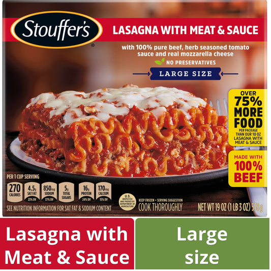 Stouffer's Lasagna with Meat and Sauce  Frozen Meal, 19 oz (Frozen)
