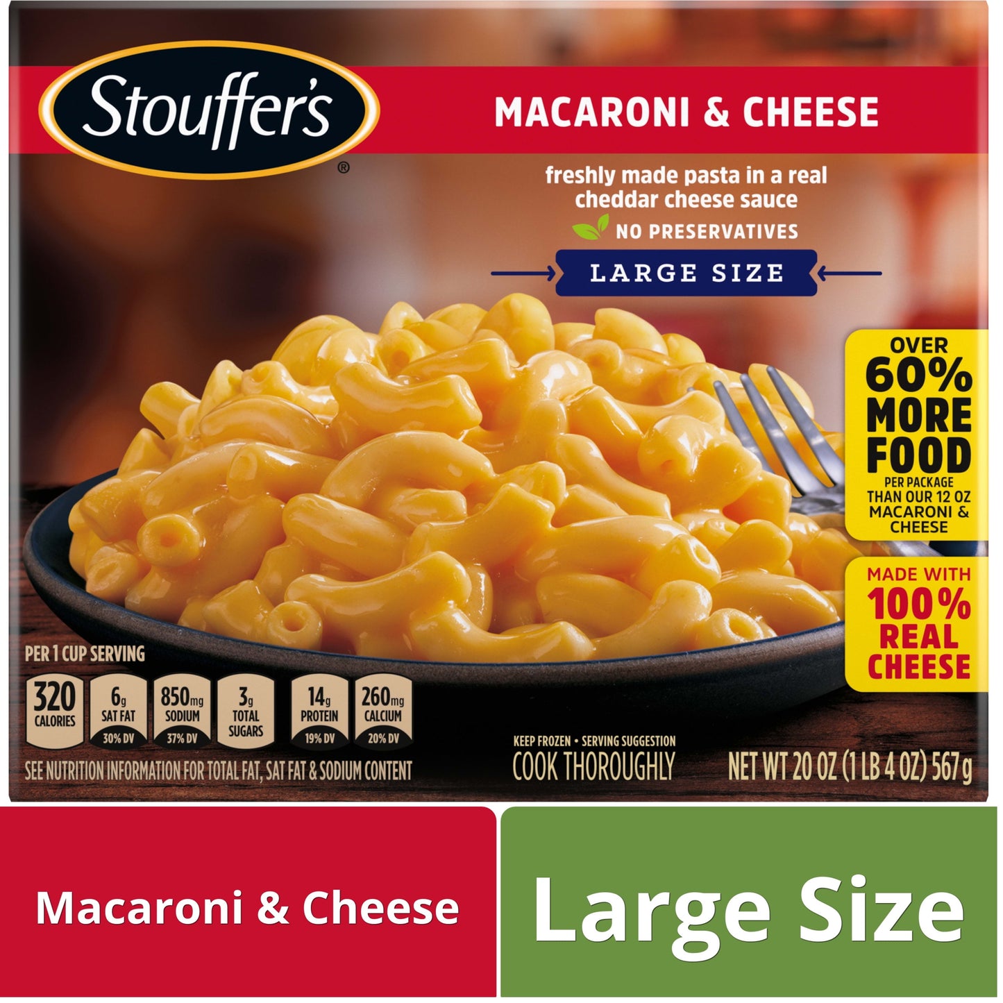 Stouffer's Macaroni and Cheese Large Size Frozen Meal, 20 oz (Frozen)