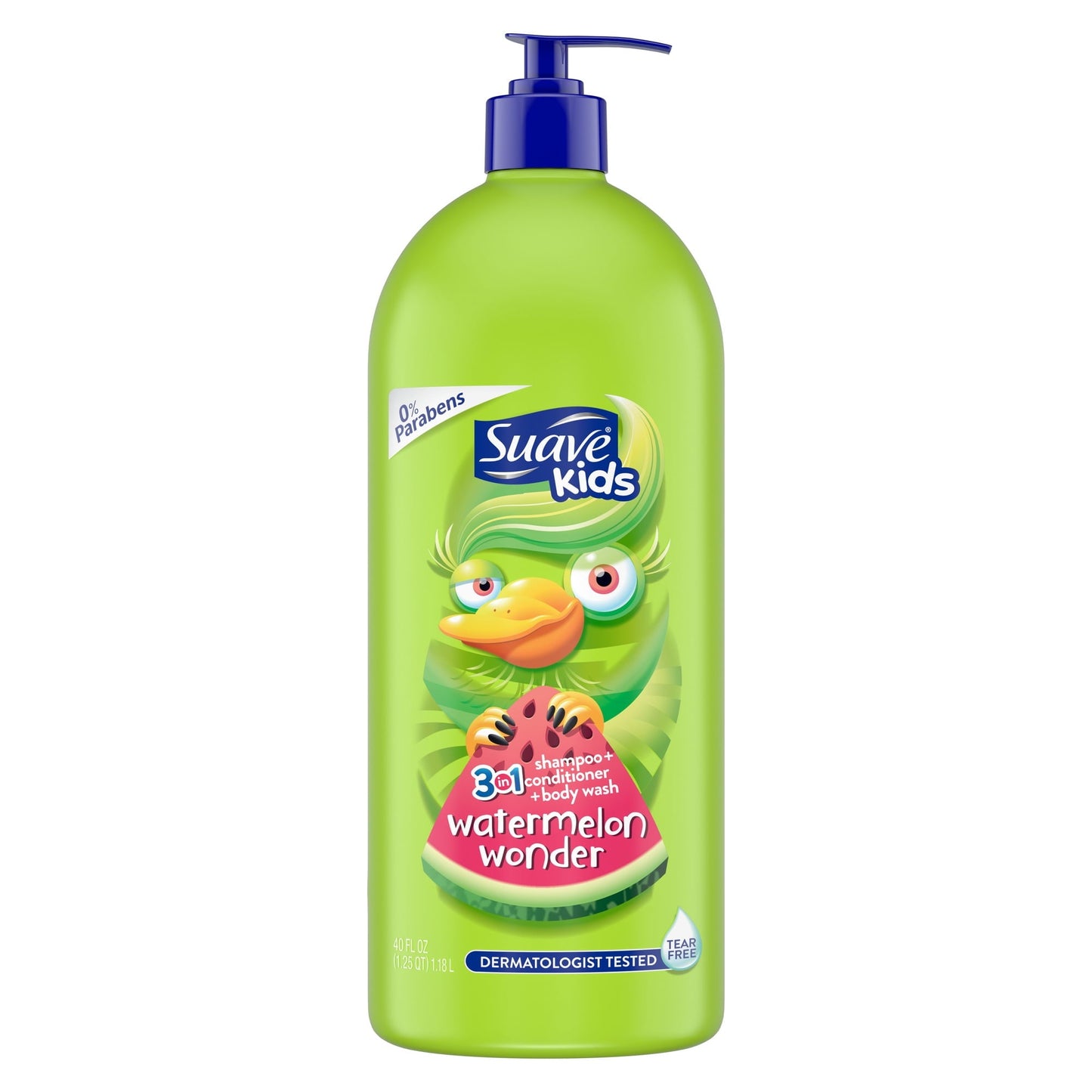 Suave 3-in-1 Shampoo, Conditioner, Bodywash, Watermelon, Hypoallergenic for All Hair Types Full 40oz