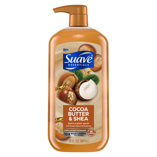 Suave Essentials Gentle Body Wash, Cocoa Butter & Shea, All Skin Types 30 oz