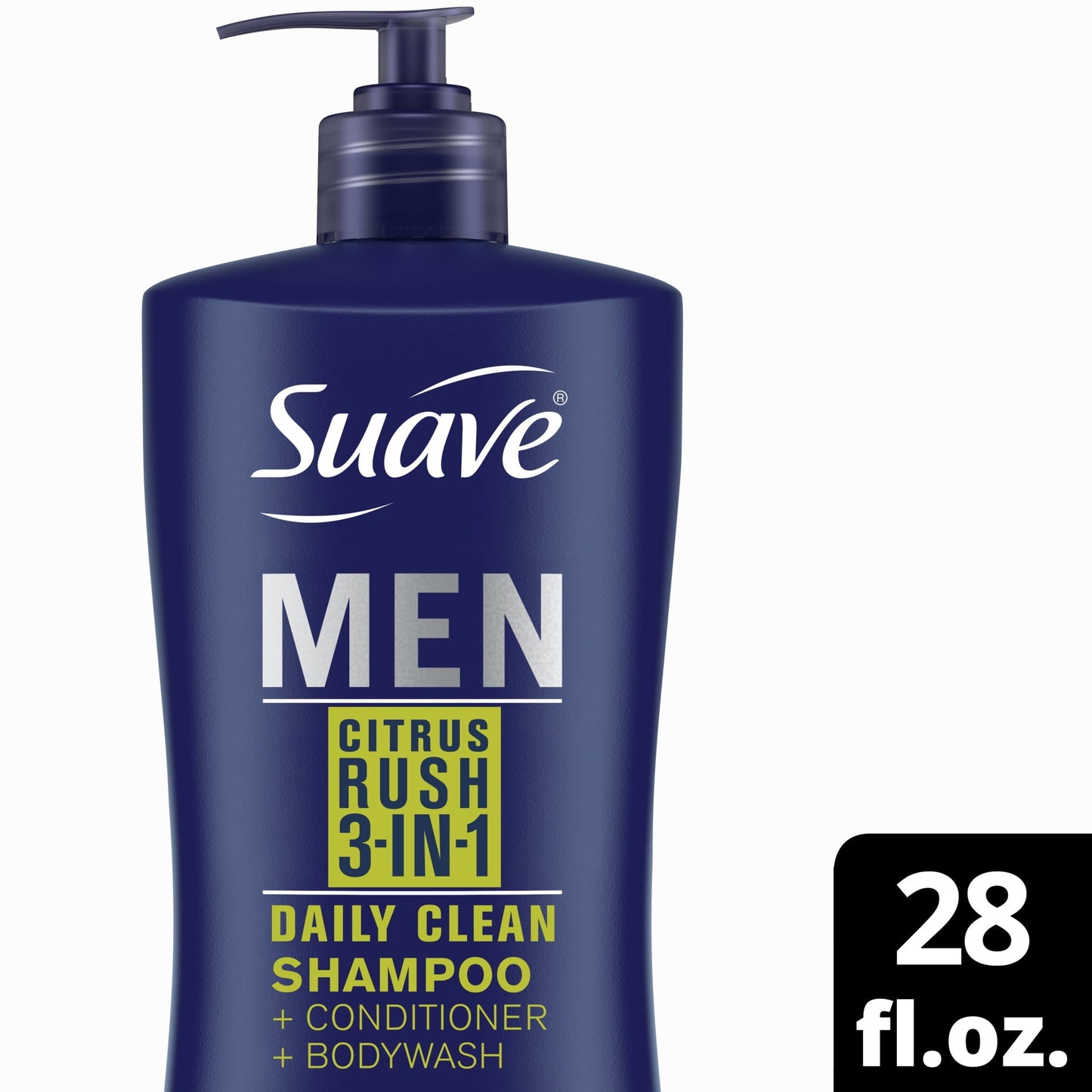 Suave Men Citrus Rush 3-in-1 Shampoo Conditioner Body Wash, All Hair Types 28 oz