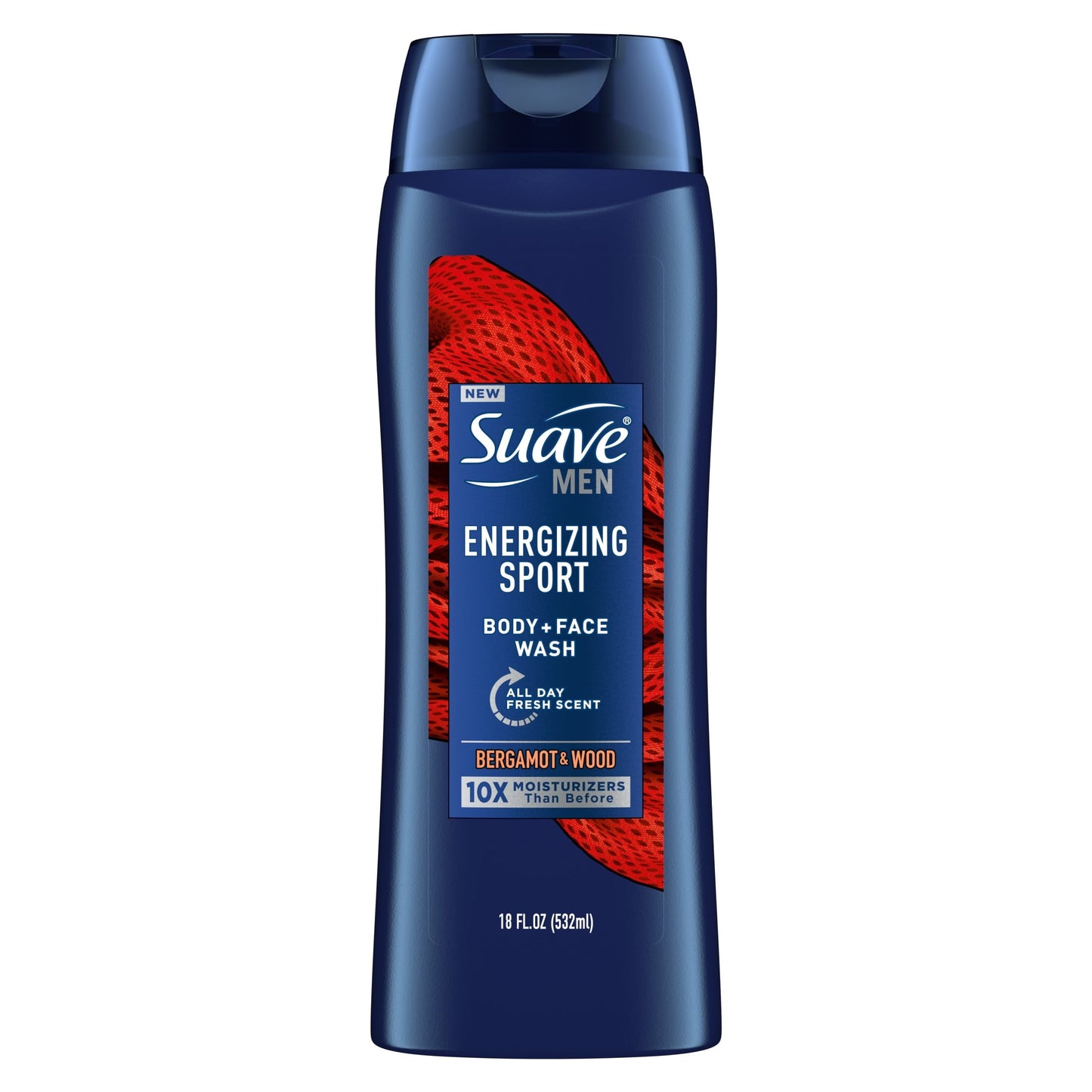 Suave Men Face & Body Wash, Energizing Sport, Bergamot and Wood, All Skin Types 18 oz