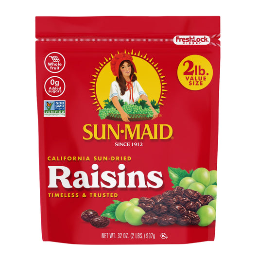Sun-Maid California Sun-Dried Raisins, Dried Fruit Snack, 32 oz Bag