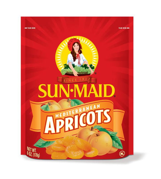 Sun-Maid Mediterranean Dried Apricots, Dried Fruit Snack, 6 oz Bag