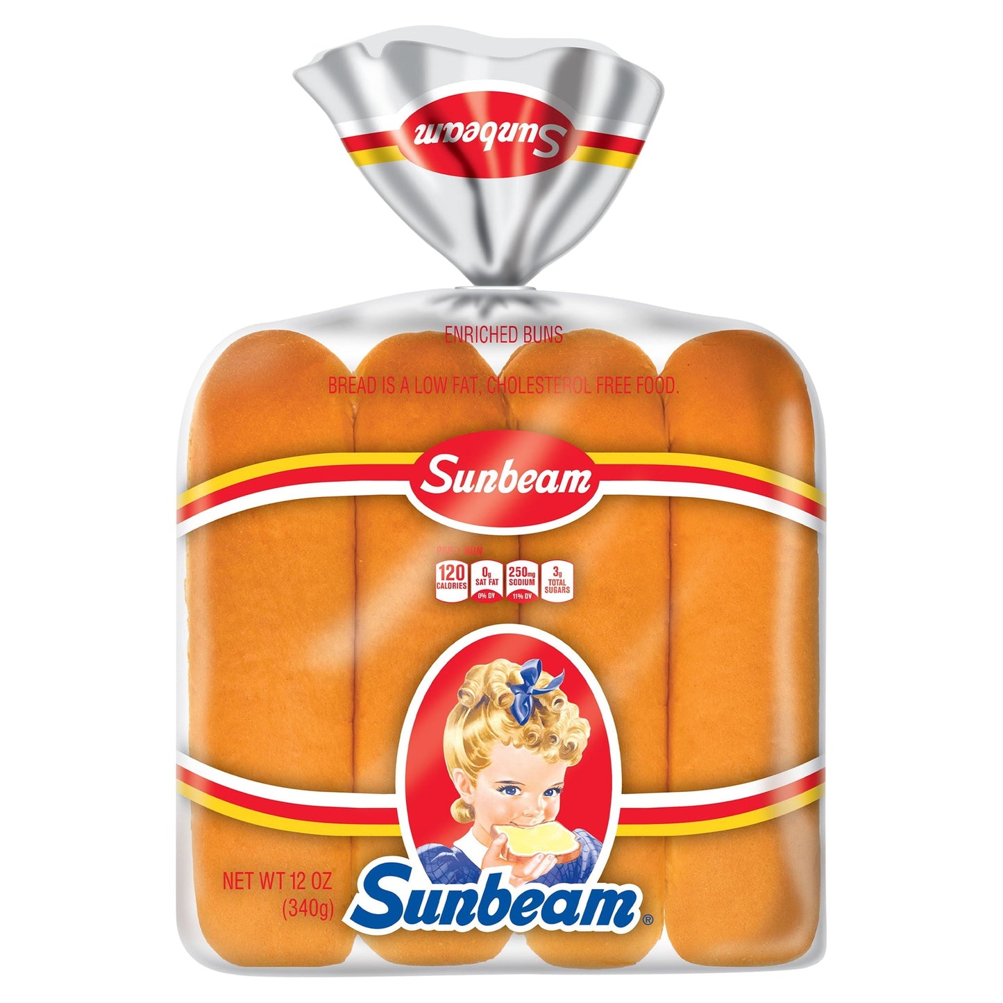 Sunbeam Hot Dog Buns, Enriched White Bread Hot Dog Buns, 8 Count