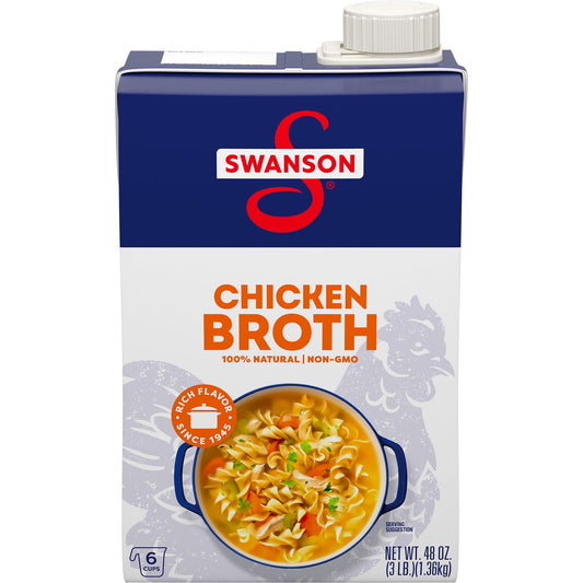 Swanson 100% Natural, Gluten-Free Chicken Broth, 48 oz Carton