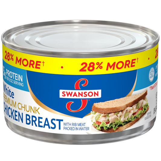 Swanson White Premium Chunk Canned Chicken Breast in Water, Fully Cooked Chicken, 12.5 oz Can