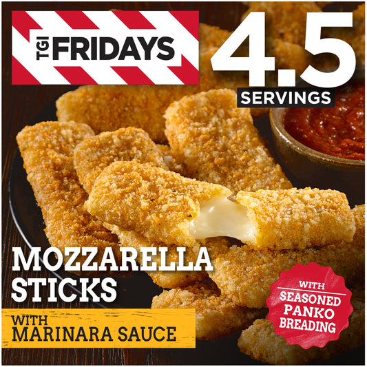 TGI Fridays Mozzarella Sticks Frozen Snacks & Appetizers with Marinara Sauce, 17.4 oz Box Regular