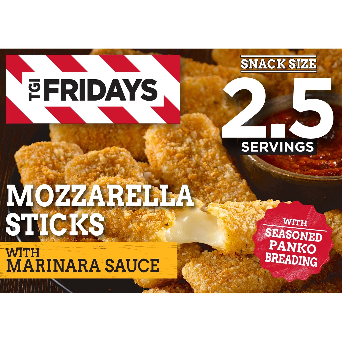 TGI Fridays Mozzarella Sticks Frozen Snacks with Marinara Sauce, 11 oz Box Regular