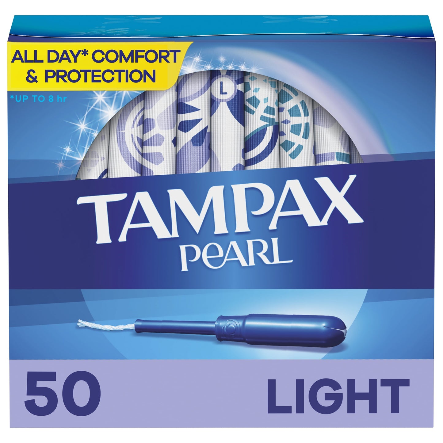 Tampax Pearl Tampons with LeakGuard Braid, Light Absorbency, 50 Ct