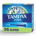 Tampax Pearl Tampons with LeakGuard Braid, Super Absorbency, 36 Ct