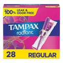 Tampax Radiant Tampons with LeakGuard Braid, Regular Absorbency, 28 Count