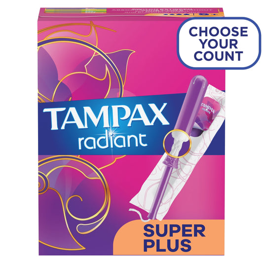 Tampax Radiant Tampons with LeakGuard Braid, Super Plus Absorbency, 14 Count