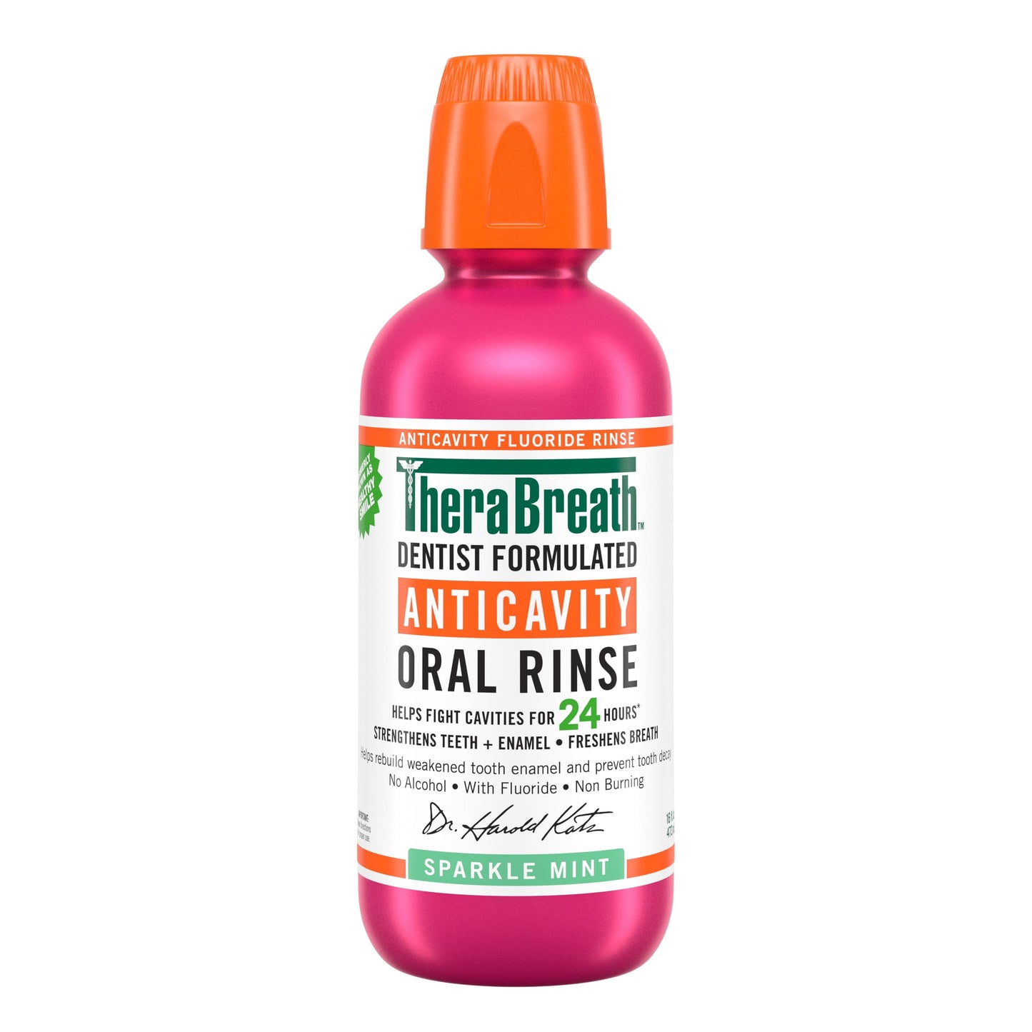 TheraBreath Anticavity Fluoride Mouthwash, Sparkle Mint, Dentist Formulated, 16 fl oz