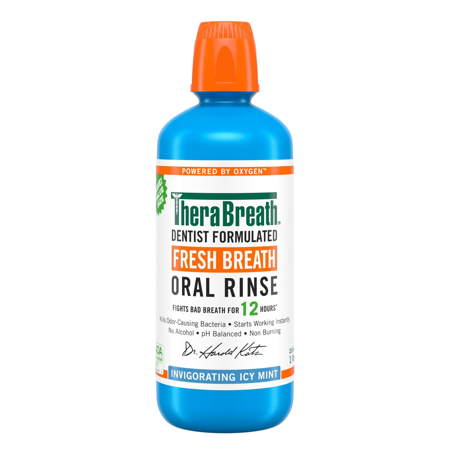 TheraBreath Fresh Breath Mouthwash, Icy Mint, Alcohol-Free,  1 Liter