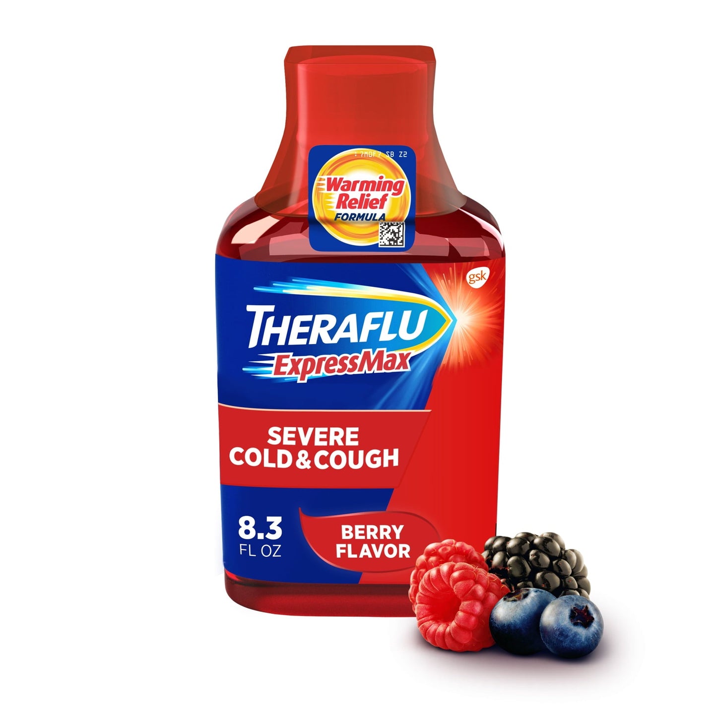 Theraflu Expressmax Severe Cough Cold and Flu Syrup Medicine, Berry Flavor, 8.3 Oz