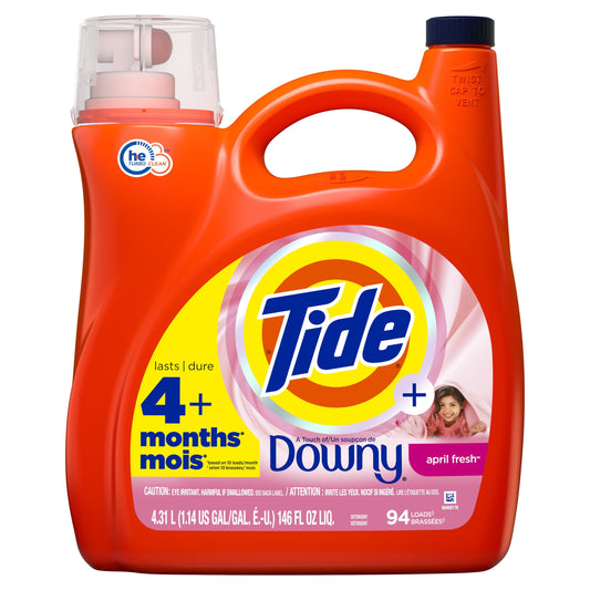 Tide Plus Downy Liquid Laundry Detergent, April Fresh, 146 fl oz, 94 Loads