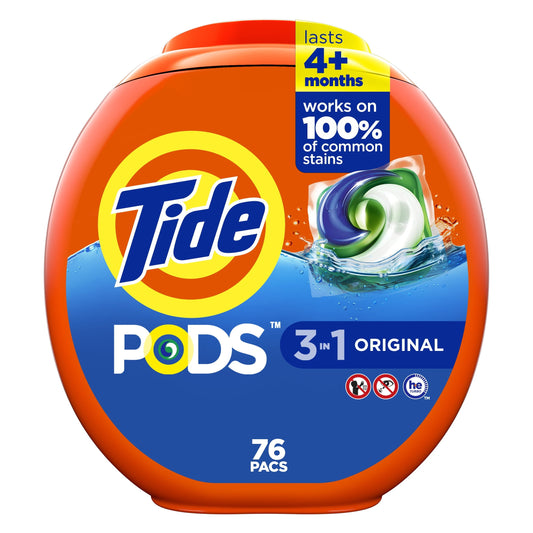 Tide Pods Laundry Detergent Soap Packs, Original Scent, 76 Ct