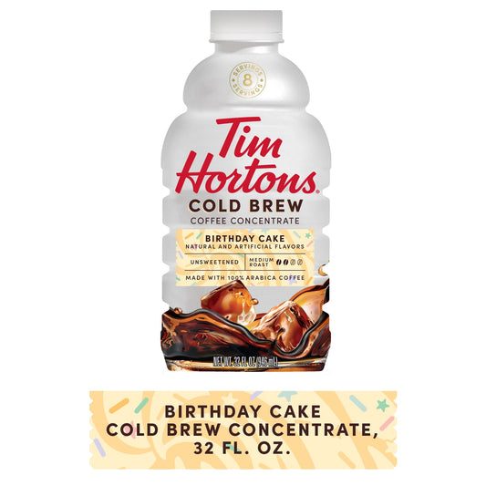 Tim Hortons Birthday Cake Cold Brew Coffee Concentrate, 100% Arabica Medium Roast, 32 oz