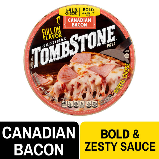 Tombstone Frozen Pizza,  Canadian Bacon Thin Crust Pizza with Marinara Sauce, 19.6 oz (Frozen)