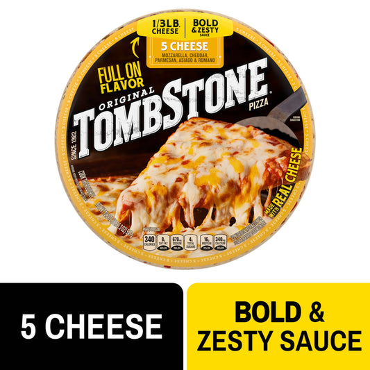 Tombstone Frozen Pizza, Five Cheese  Thin Crust, Pizza with Marinara Sauce, 19.3 oz (Frozen)