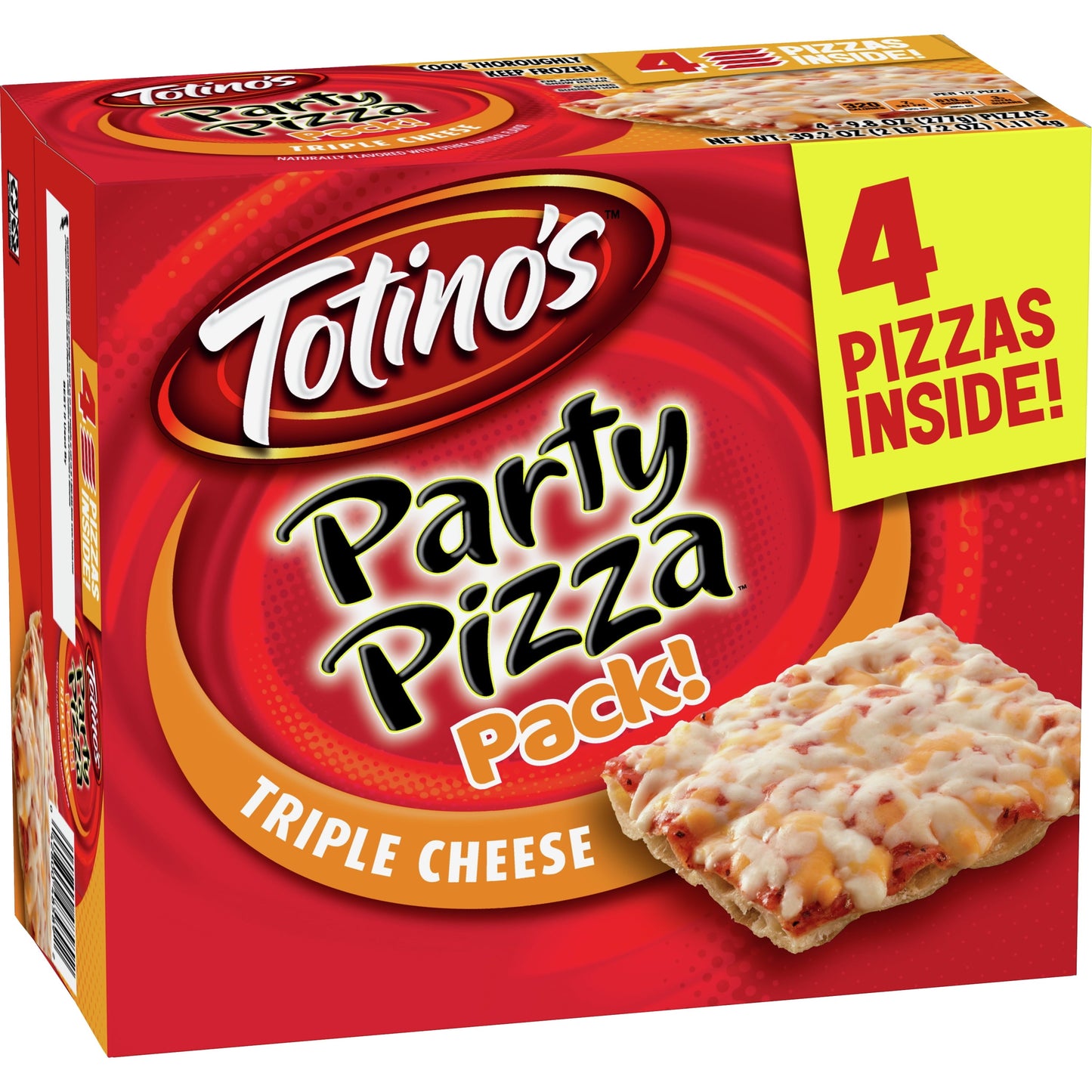 Totino's Party Pizza Pack, Triple Cheese Flavored, Frozen Pizza, 4 Ct