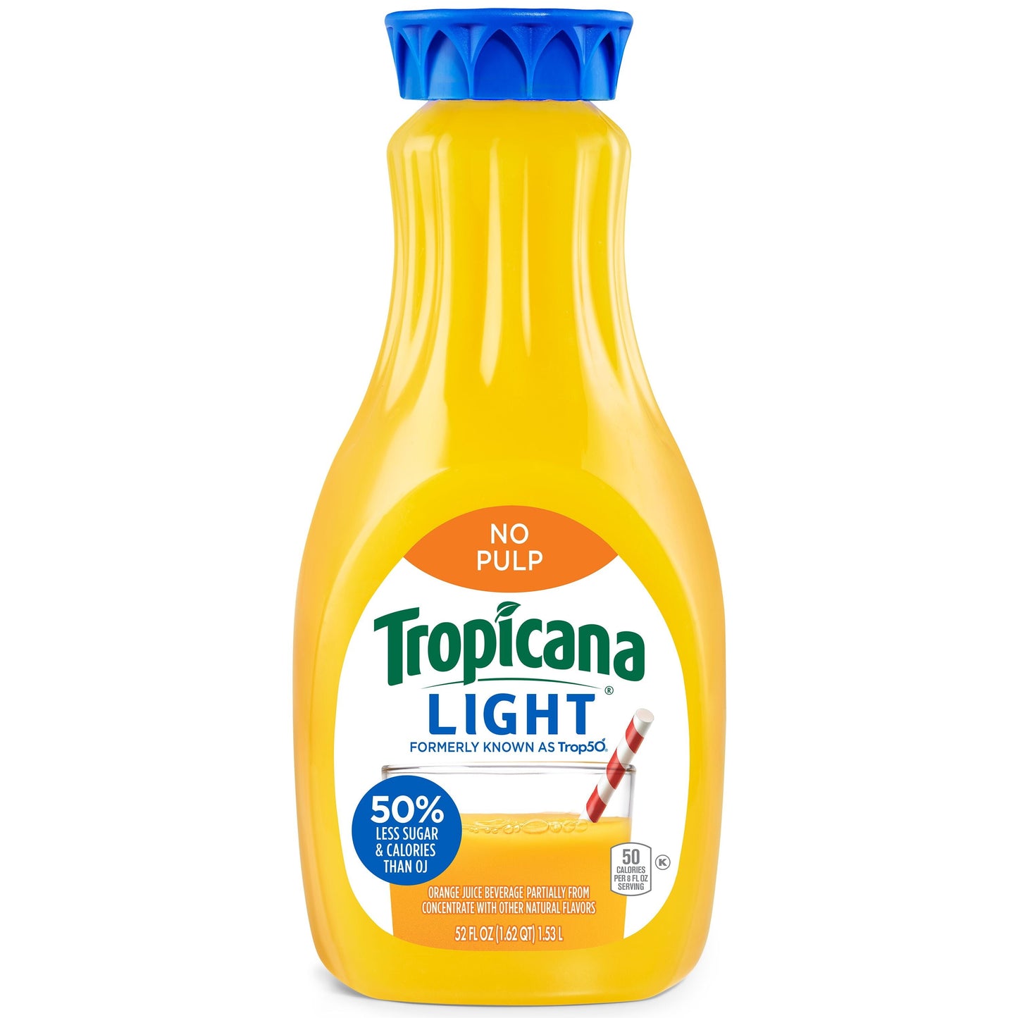 Tropicana Light Orange Fruit Juice, No Pulp, 52 fl oz