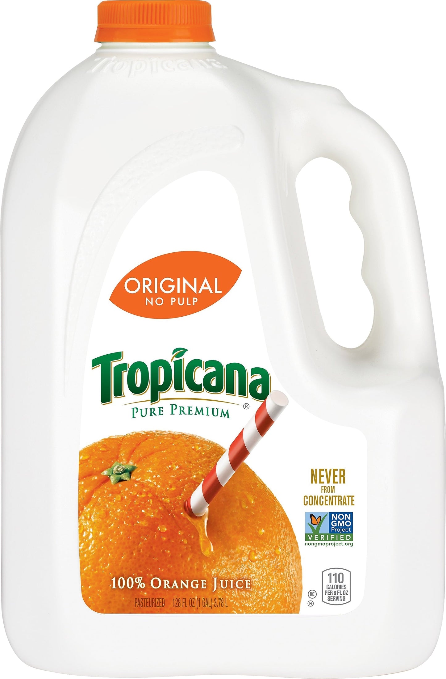 Tropicana Pure Premium 100% Orange Juice Original No Pulp 128 Fl Oz Jug