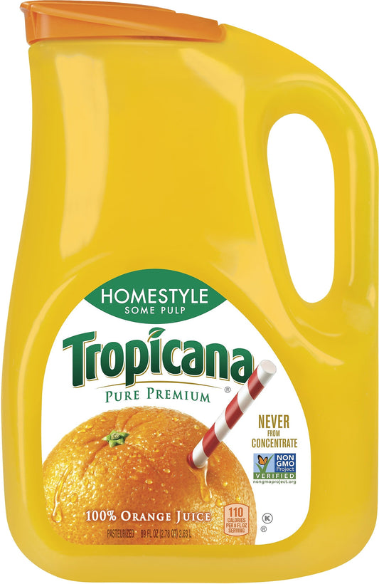 Tropicana Pure Premium, Homestyle Some Pulp 100% Orange Juice, 89 oz Jug