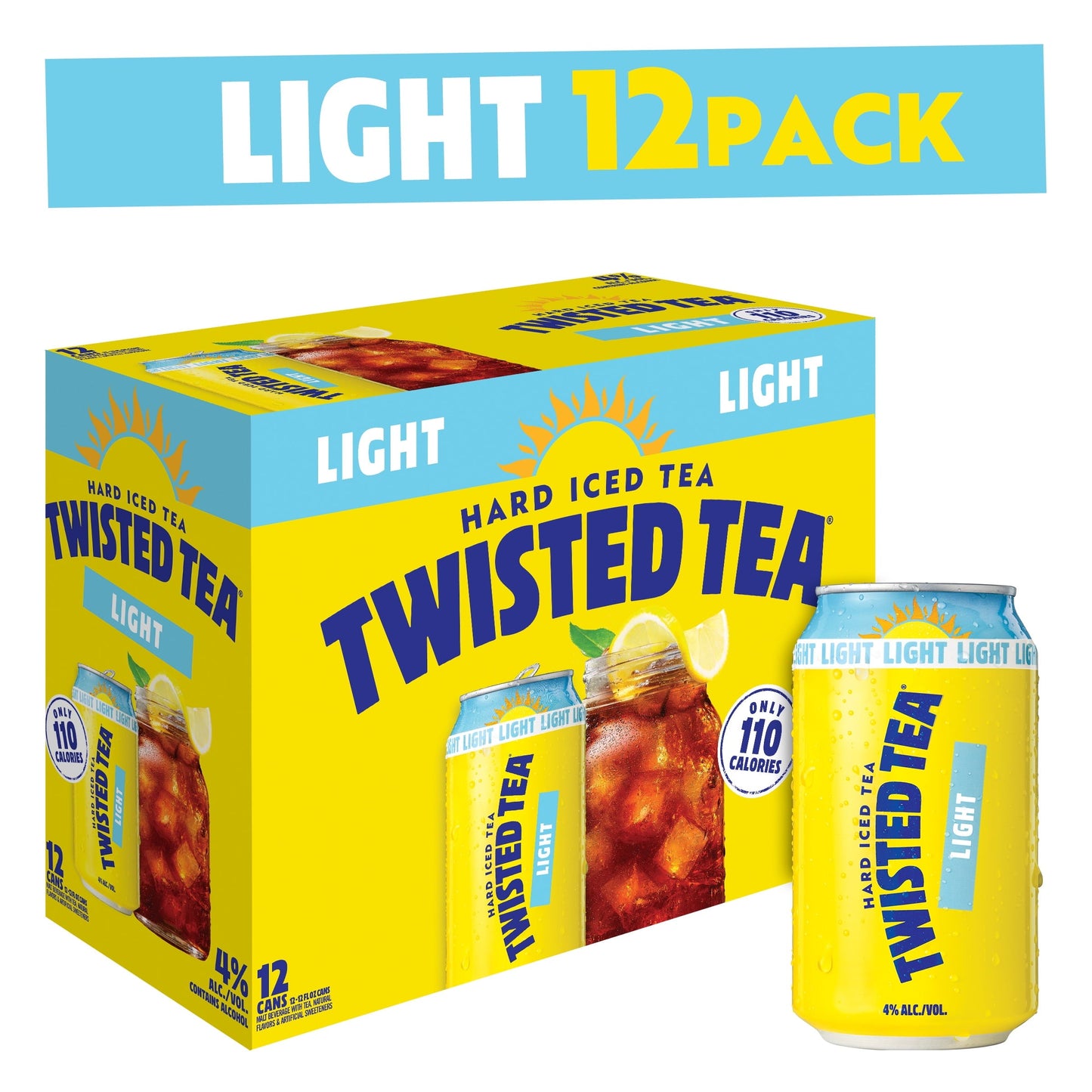 Twisted Tea Light Hard Iced Tea, 12 Pack, 12 fl. oz. Cans