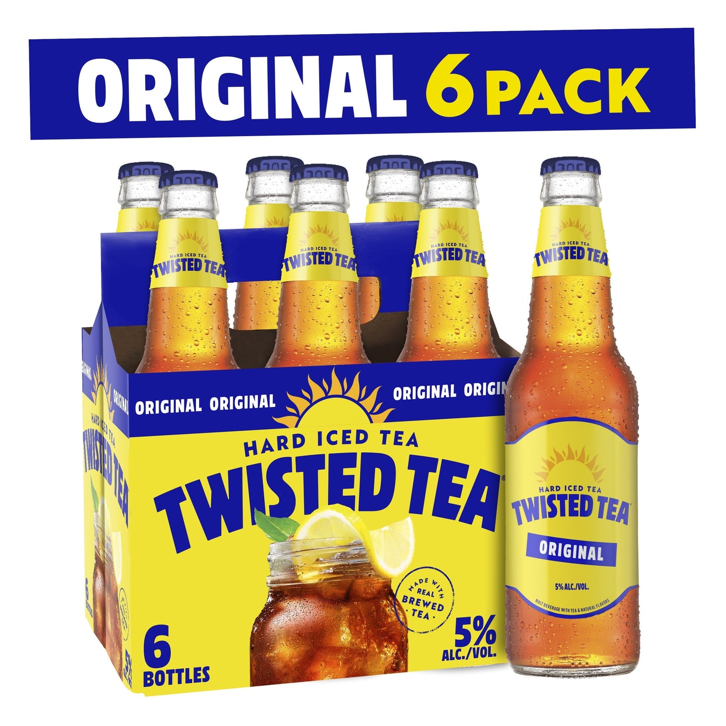 Twisted Tea Original Hard Iced Tea, 6 Pack, 12 fl oz Bottles, 5% ABV