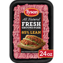 Tyson All Natural 85% Lean/15% Fat Ground Pork, 1.5 lb Tray