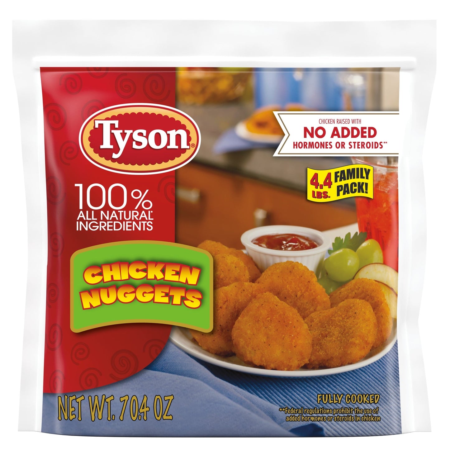 Tyson All Natural Fully Cooked Chicken Nuggets, 4.4 lb Bag (Frozen)