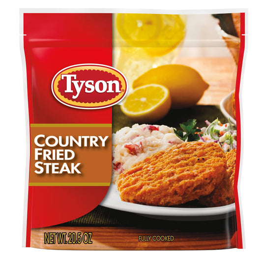 Tyson Fully Cooked Country Fried Steak Patties, 1.28 lb Bag (Frozen)