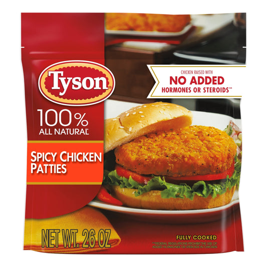 Tyson Fully Cooked and Breaded Spicy Chicken Patties, 1.62 lb Bag (Frozen)