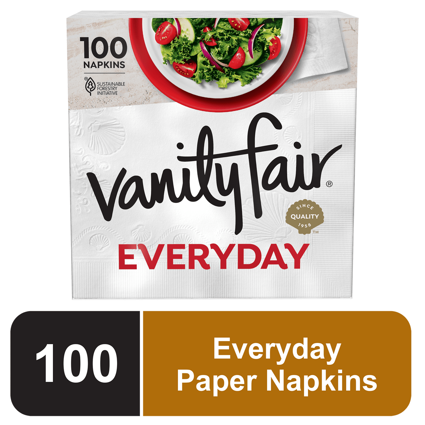 Vanity Fair Everyday Disposable Paper Napkins, White, 100 Count