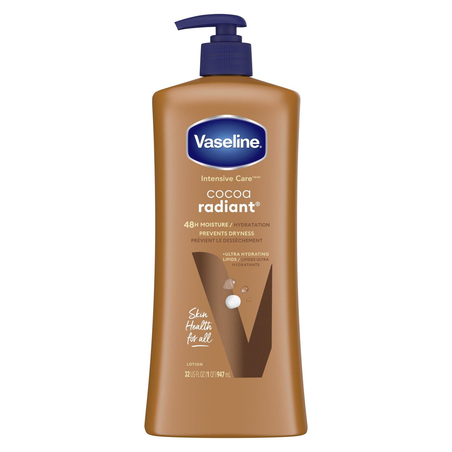 Vaseline Intensive Care Radiant Non Greasy Body Lotion, Cocoa Butter, 32 fl oz