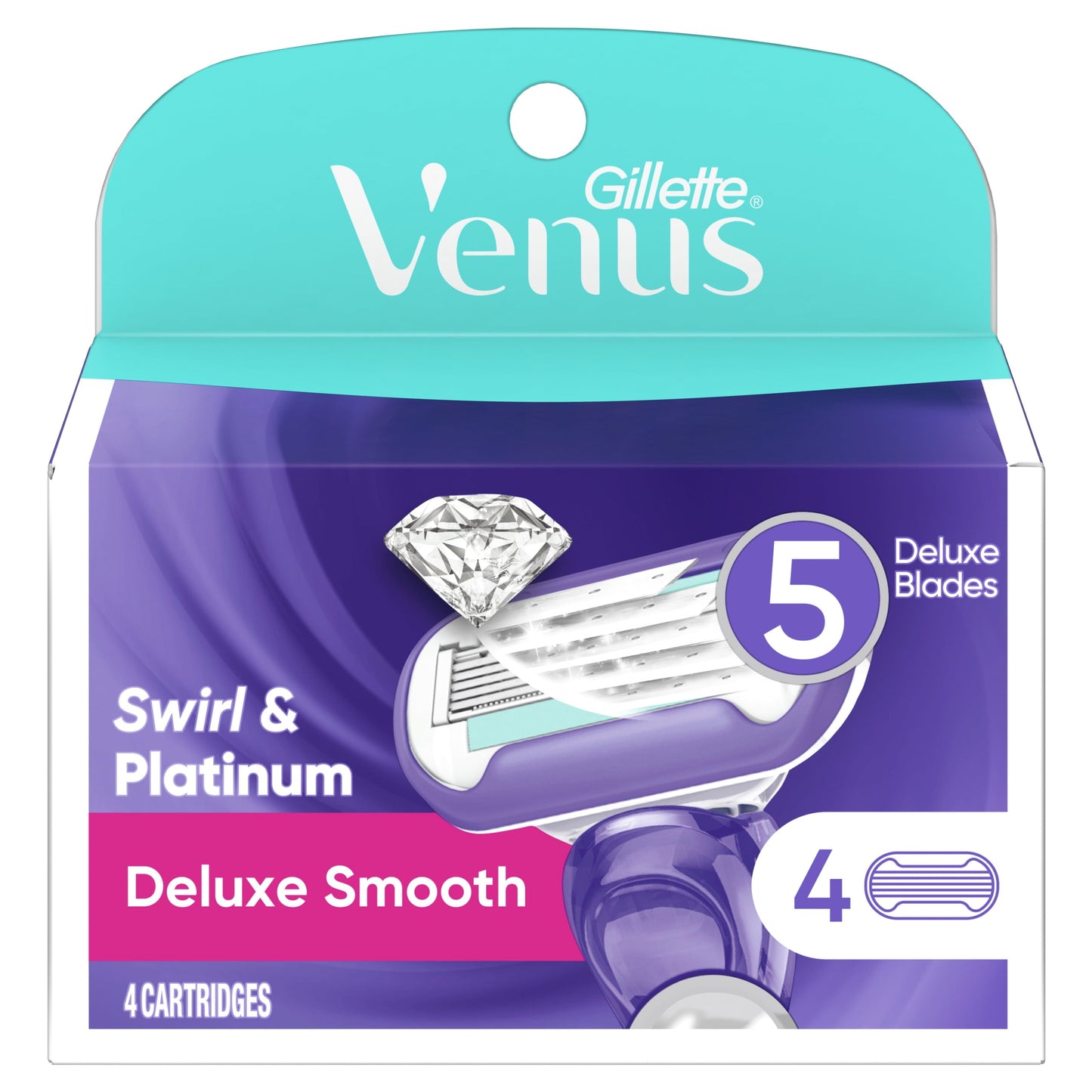 Venus Deluxe Smooth Swirl Women's Razor Blade Refills, 4ct