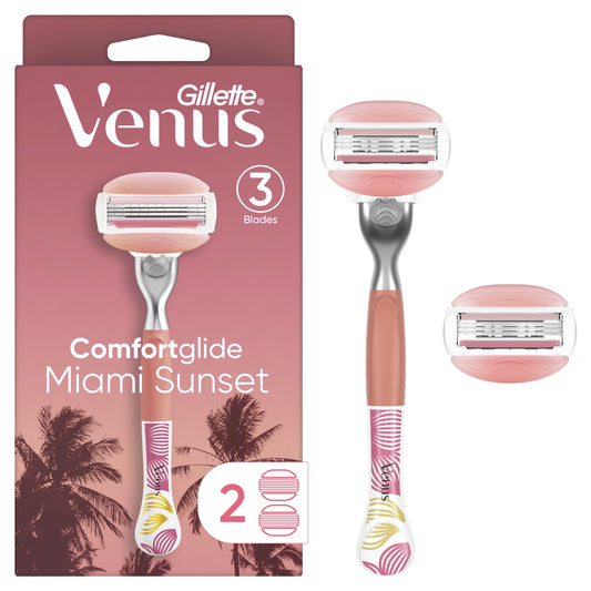 Venus Miami Sunset Comfortglide, 1 Women's Razor, 2 Refills, Multi-Color