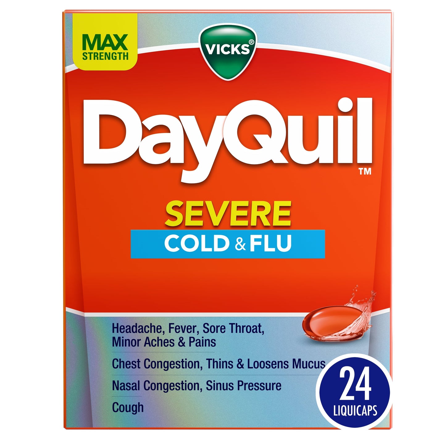 Vicks DayQuil Severe Liquicaps, Cough, Cold and Flu Relief, over-the-counter Medicine, 24 Ct