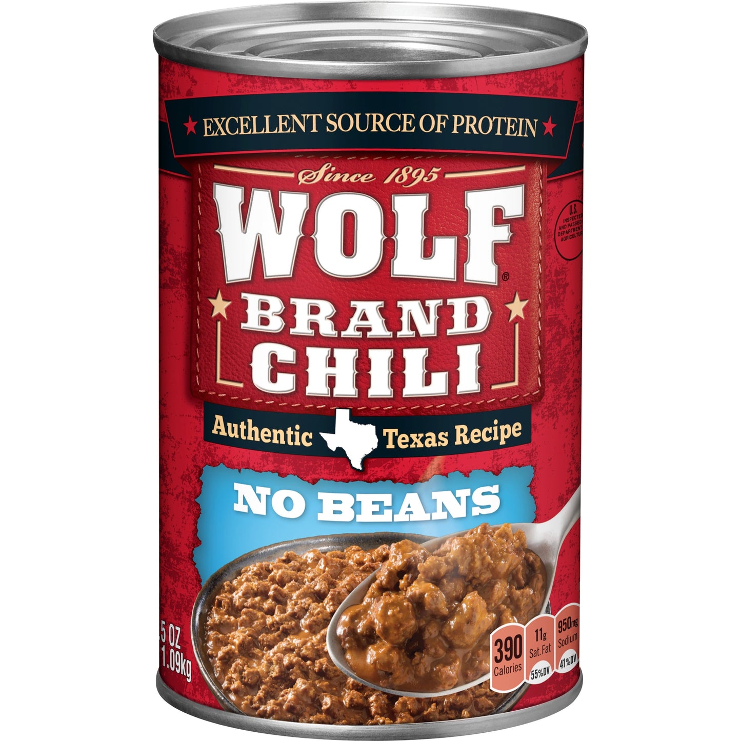 WOLF BRAND Chili No Beans, Chili Without Beans, 38.5 oz.