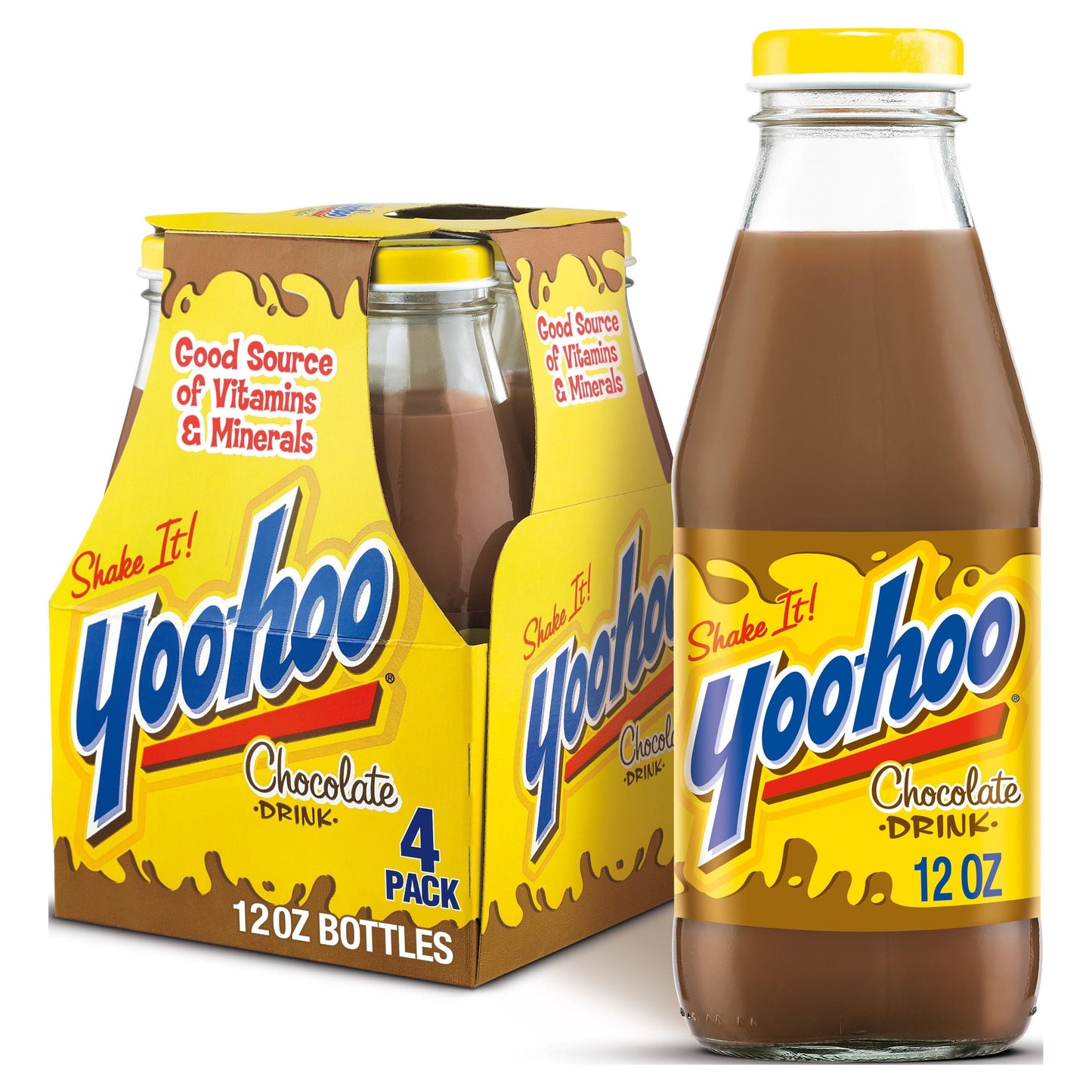 Yoo-hoo Chocolate Drink, 12 fl oz glass bottles, 4 pack