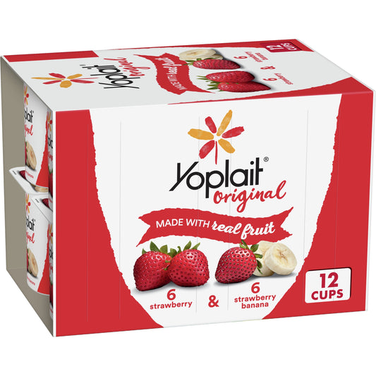 Yoplait Original Low Fat Yogurt Pack, 12 Ct, 6 OZ Fruit Yogurt Cups
