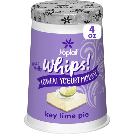 Yoplait Whips Lowfat Yogurt Mousse, Key Lime Pie Flavored Snack, 4 OZ Yogurt Cup