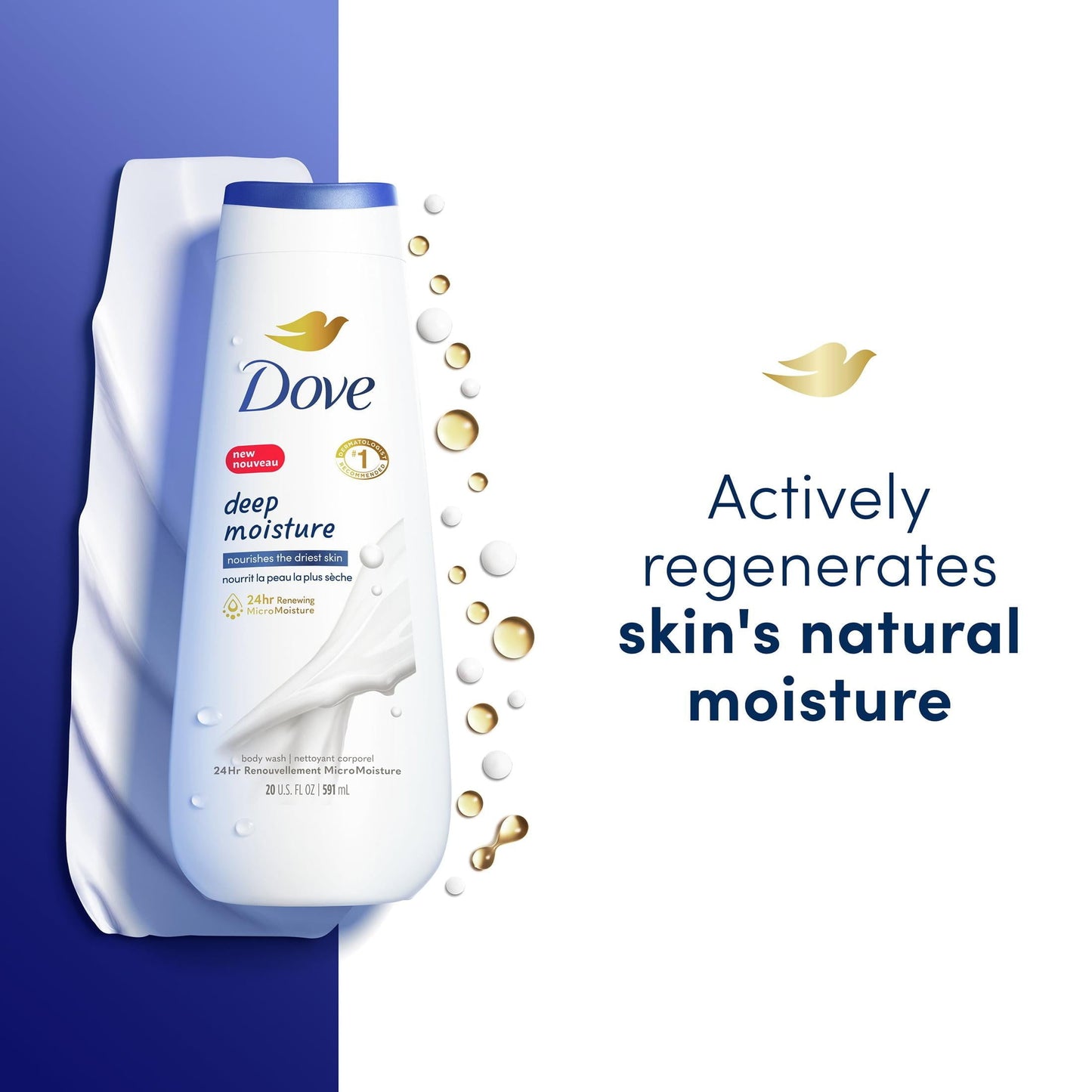 Dove Deep Moisture Nourishing Long Lasting Body Wash Twin Pack, 20 fl oz