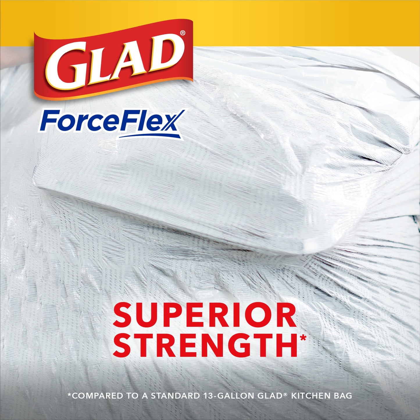 Glad ForceFlex 13 Gallon Tall Kitchen Trash Bags, Gain Lavender with Febreze, 40 Bags